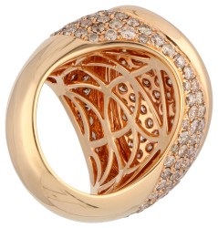 18K Roségouden Artur Scholl dome ring bezet met ca. 5.07 ct. cognac-kleurige diamant.