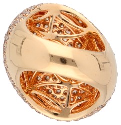 18K Roségouden Artur Scholl dome ring bezet met ca. 5.07 ct. cognac-kleurige diamant.