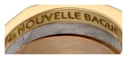 'la Nouvelle Bague' 18K tricolor gouden design ring bezet met ca. 0.20 ct. diamant.