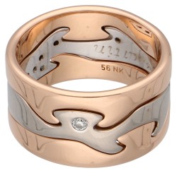 Georg Jensen 18K bicolor gouden 'Fusion' ring bezet met diamant.