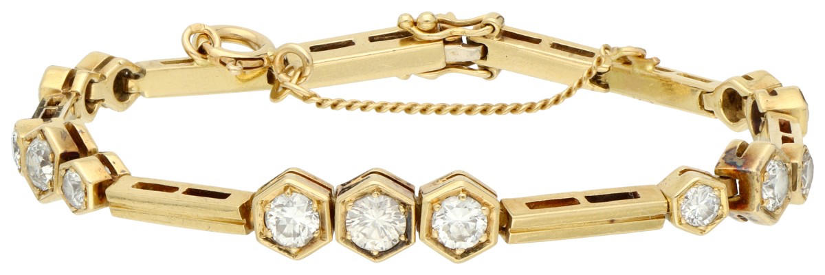 18K Geelgouden armband bezet met ca. 1.90 ct. diamant.