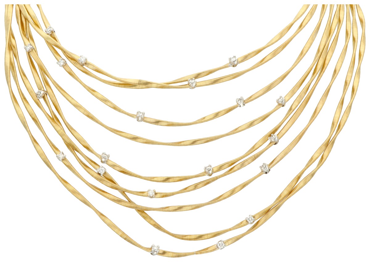 Marco Bicego 18K geelgouden design collier bezet met ca. 1.00 ct. diamant.