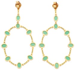 Carla Amorim 18K geelgouden oorhangers bezet met chrysopraas en tsavoriet granaat.