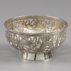 Kwong Man Shing 鄺萬盛, (Chinese Export Silver) Rijstkommen (12) Hong Kong, Canton ca. 1890-1900, zilver.