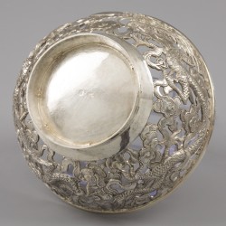 Kwong Man Shing 鄺萬盛, (Chinese Export Silver) Rijstkommen (12) Hong Kong, Canton ca. 1890-1900, zilver.