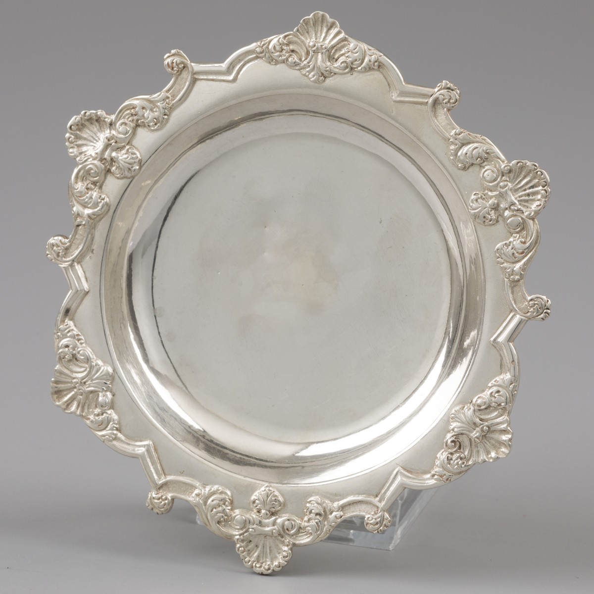 Flessenbak / wijnfles-onderzetter, Jean Perrouilh, Bordeaux 1738-1739 zilver.