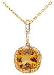 18K geelgouden hanger bezet met ca. citrien 2.39 ct. aan collier