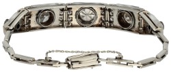 Witgouden Art Deco armband met bergkristal en ca. 3.87 ct. diamant