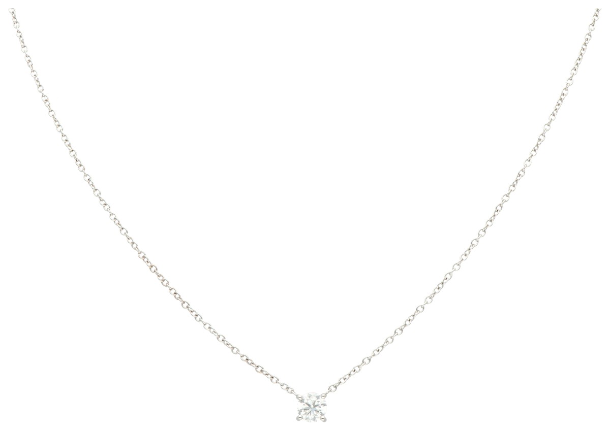 18K Witgouden collier met solitair ca. 0.46 ct. diamant.