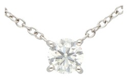 18K Witgouden collier met solitair ca. 0.46 ct. diamant.