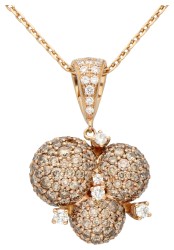 18K Roségouden hanger met champagne kleurige en witte diamanten.