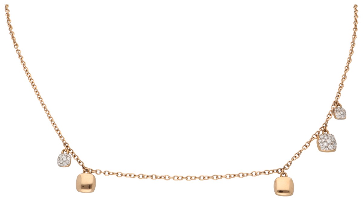  Antonio Papini 18K roségouden collier met diamanten bedels