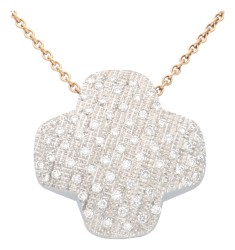 Pasquale Bruni  18K witgouden hanger bezet met ca. 0.20 ct. diamanten aan 14K roségouden collier