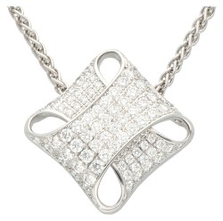 Chopard 18K witgouden 'Les Chaines' hanger en collier bezet met ca. 1.90 ct. diamant