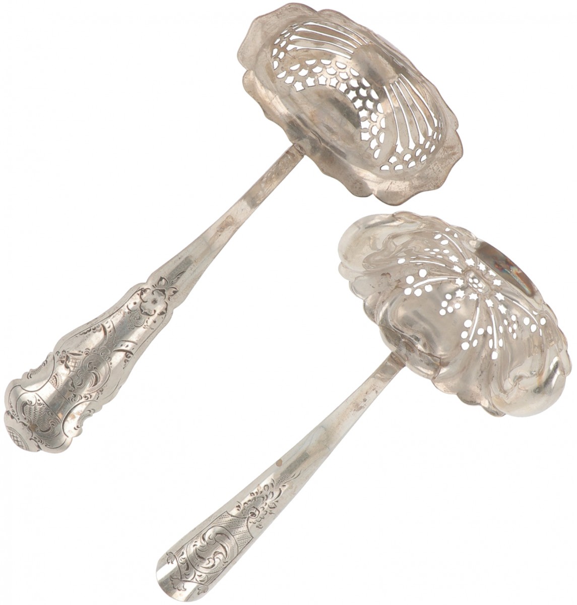 (2) delig lot strooilepels zilver.