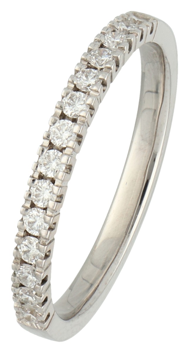 18K Witgouden demi-alliance ring bezet met ca. 0.24 ct. diamanten.