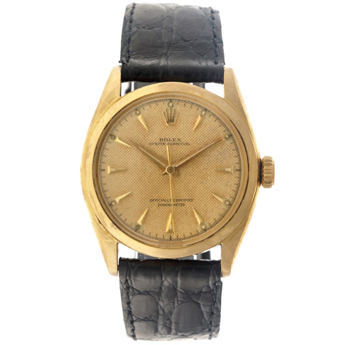 Rolex Oyster Perpetual 34 18K. 'Honeycomb Dial' 6084 - Heren horloge - ca. 1950.