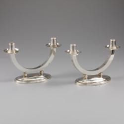 Art Deco kandelaars (2), België ca. 1920-1930, zilver.