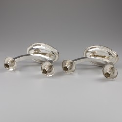 Art Deco kandelaars (2), België ca. 1920-1930, zilver.