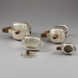 Art-Deco koffie- en theeservies (5), Henri Lapparra, Parijs ca. 1928, zilver.