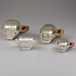 Art-Deco koffie- en theeservies (5), Henri Lapparra, Parijs ca. 1928, zilver.