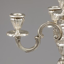 5-lichts kandelaar, Gottlieb Kurtz, Schwäbisch Gmünd ca. 1960, zilver.