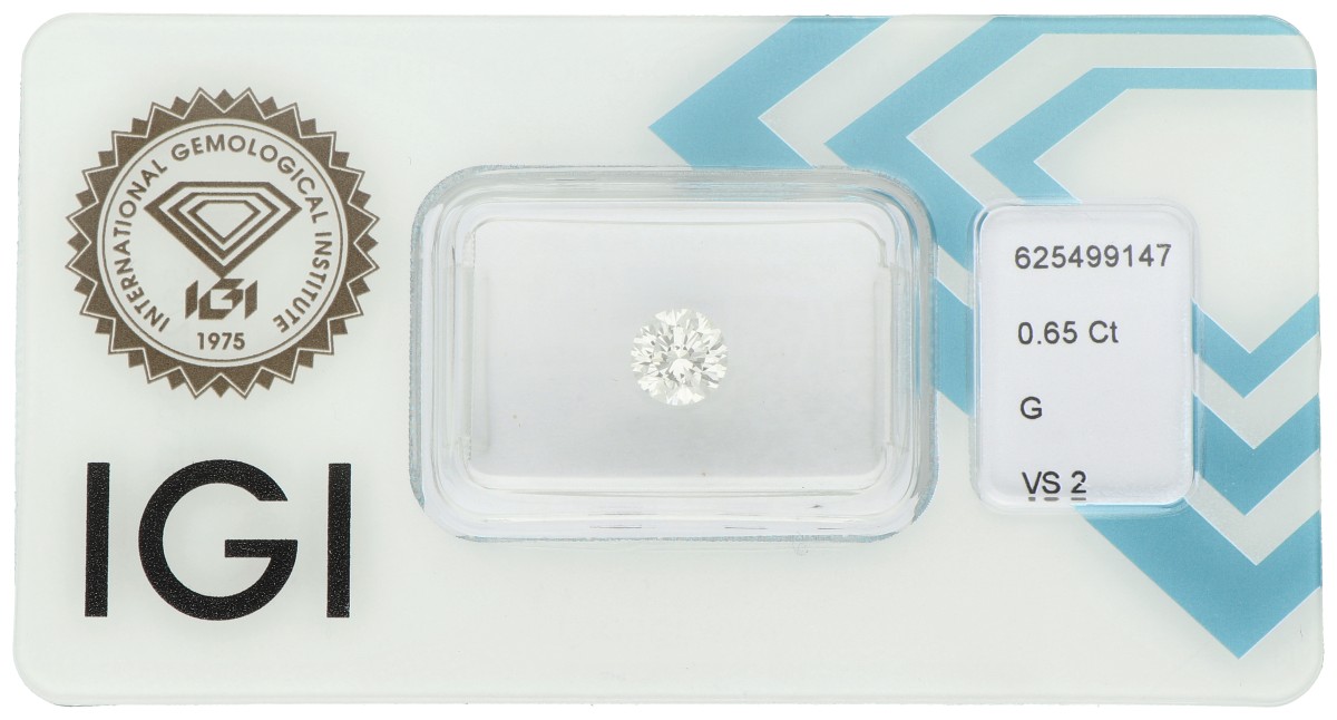 0.65 ct. IGI gecertificeerde natuurlijke diamant.