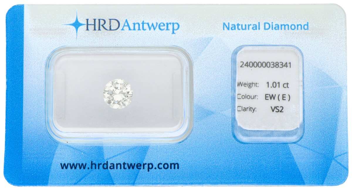 1.01 ct. HRD gecertificeerde natuurlijke diamant.