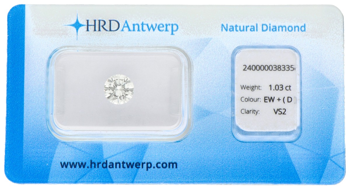 1.03 ct. HRD gecertificeerde natuurlijke diamant.