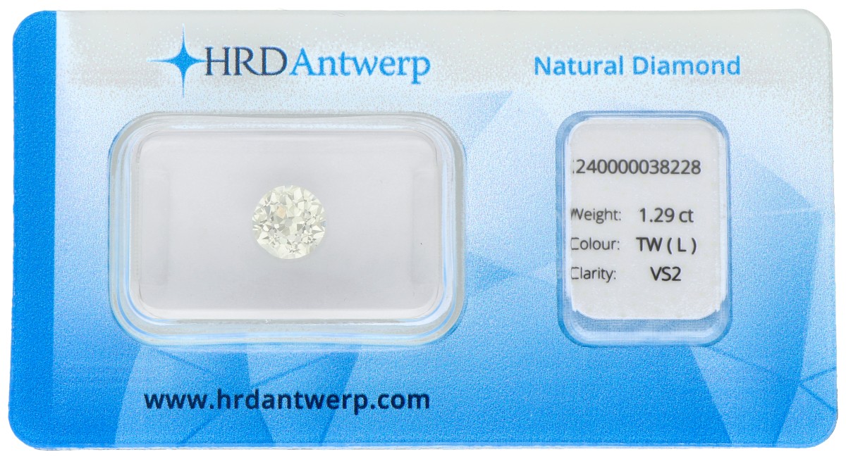 1.29 ct. HRD gecertificeerde natuurlijke diamant.