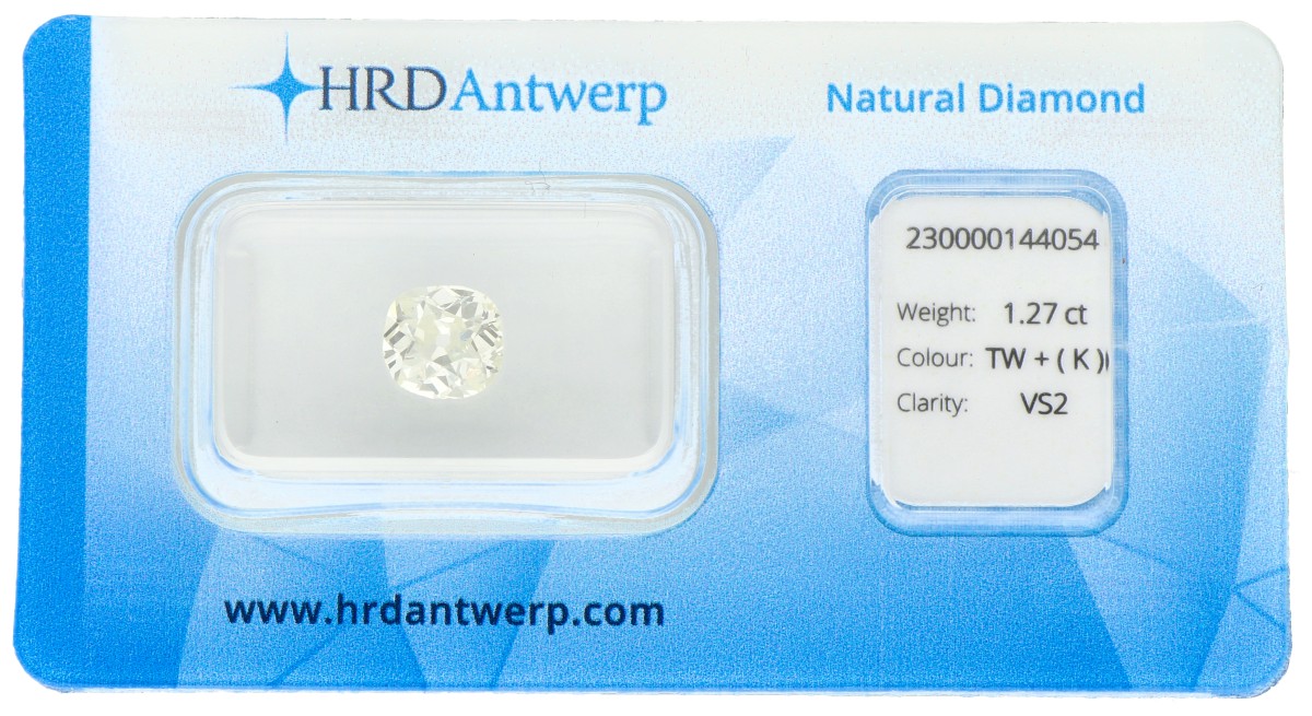 1.27 ct. HRD gecertificeerde natuurlijke diamant.