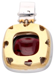 18K Bicolor gouden design hanger bezet met granaat en diamant