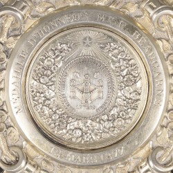 Prijspenning ''Sociéte Royale d'Horticulture et d'Agriculture'', F. Baetes, Antwerpen 1877, zilver.