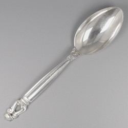 Georg Jensen dinerlepels (6), model Acorn, zilver. Ontworpen door Johan Rohde in 1915.