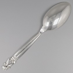 Georg Jensen dinerlepels (6), model Acorn, zilver. Ontworpen door Johan Rohde in 1915.