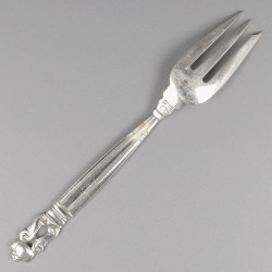 Georg Jensen taartvorken (6), model Acorn, zilver. Ontworpen door Johan Rohde in 1915.