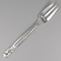 Georg Jensen taartvorken (6), model Acorn, zilver. Ontworpen door Johan Rohde in 1915.