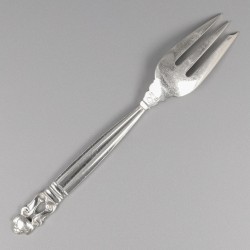 Georg Jensen taartvorken (6), model Acorn, zilver. Ontworpen door Johan Rohde in 1915.