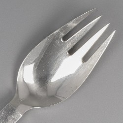 Georg Jensen dinervorken (6), model Parallel, zilver. Ontworpen door Oscar Gundlach Pedersen in 1931.