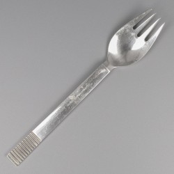 Georg Jensen lunchvorken (6), model Parallel, zilver. Ontworpen door Oscar Gundlach Pedersen in 1931.