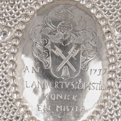 Koningsschild zilver, Lambertus Opsteyn, schutterskoning schutterij St. Jorisgilde in 1739.