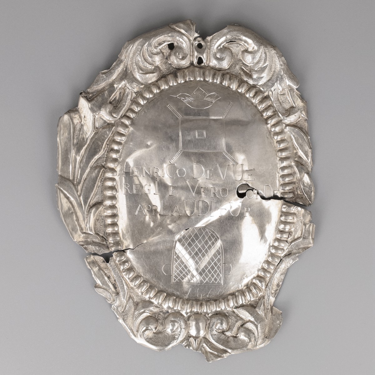 Koningsschild zilver, Henrico Devue, schutterskoning St. Jorisgilde 1778. Maastricht 1776-1778.