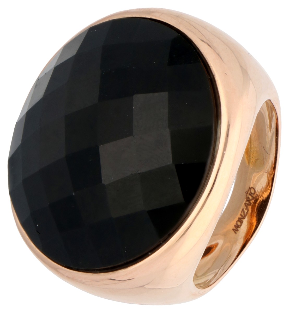 18K Monzario roségouden ring bezet met onyx.