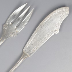 Art Nouveau visbestek (16), Société Parisienne d`Orfèvrerie, Parijs 1910-1914, zilver.