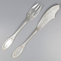 Art Nouveau visbestek (16), Société Parisienne d`Orfèvrerie, Parijs 1910-1914, zilver.