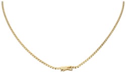 14K Geelgouden serpentina collier met drie organisch gevormde schakels met ca. 0.42 ct. diamant