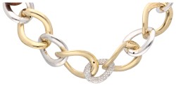 Arinilea 18K bicolor gouden  houten schakel collier met zirconia.