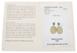 18K Witgouden oorhangers bezet met gefossiliseerd koraal en ca. 1.00 ct. diamant