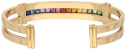 14K Geelgouden regenboog cuff armband met saffier.