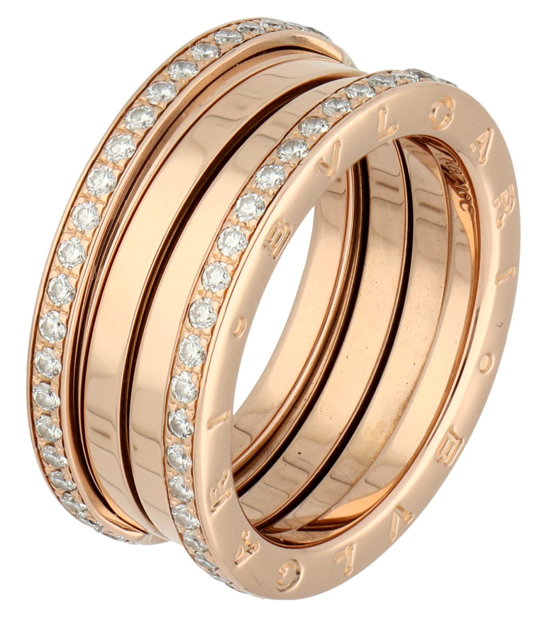 Bvlgari 18K roségouden Bzero.1 ring bezet met ca. 0.92 ct. diamant.